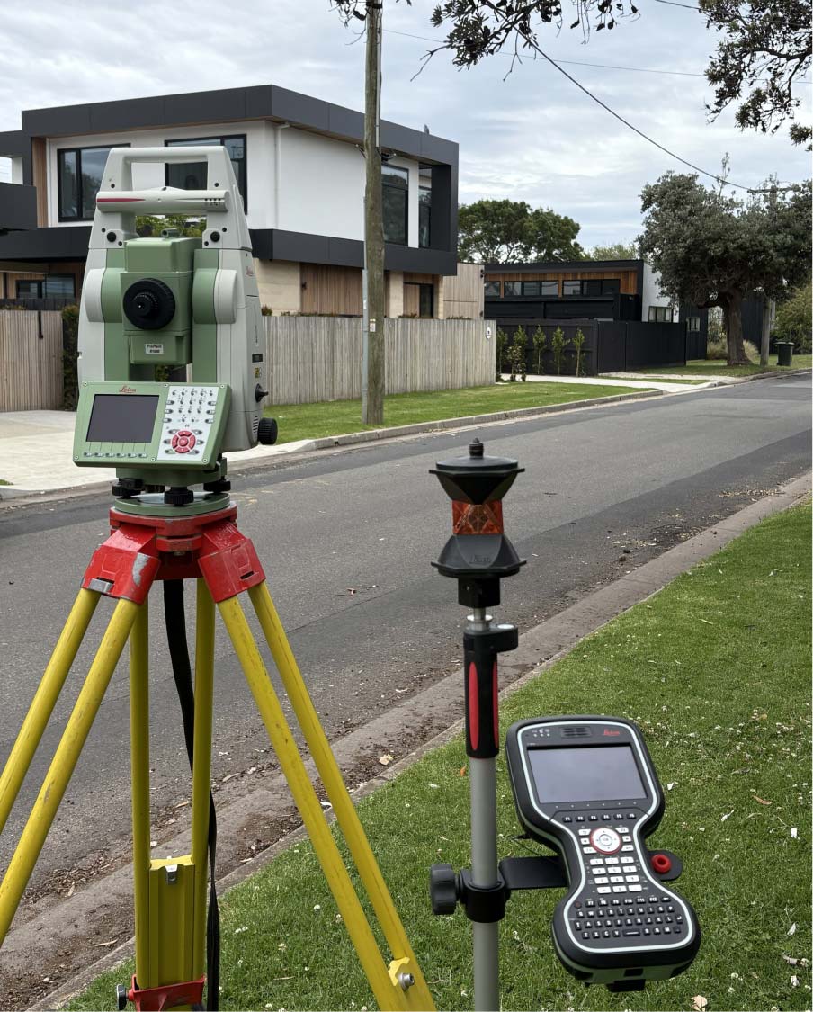Equipment set up for feature and level surveys in Geelong