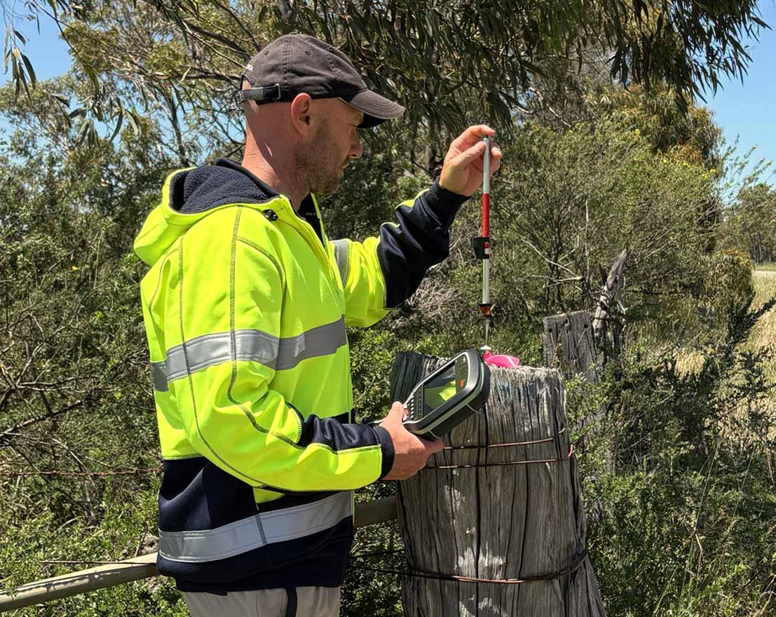 Mark Potter conducting a title re-establishment survey in Geelong